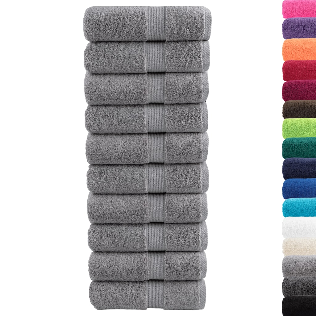 vidaXL Premium washandjes SOLUND 10 stuks grijs 30x30 cm 600 g/m²