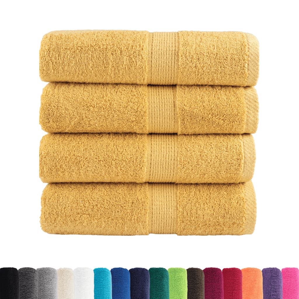 vidaXL Premium washandjes SOLUND 4 stuks goud 30x30cm 600 g/m²