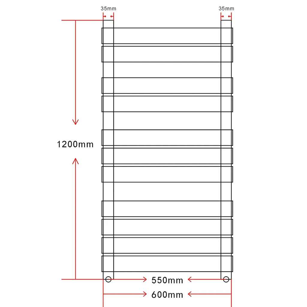 vidaXL Radiator / handdoekenrek recht 600x1200 mm - Image 6