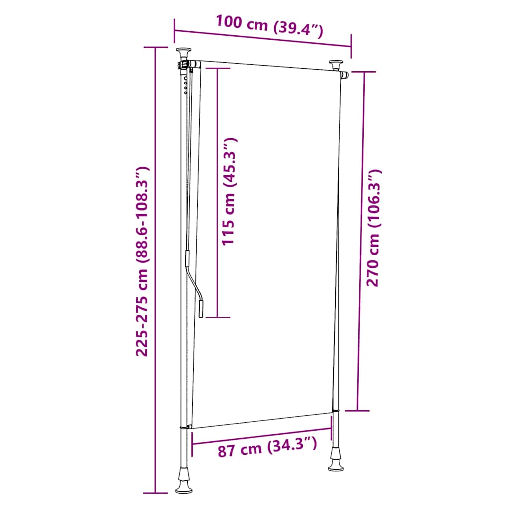 vidaXL Rolgordijn voor buiten 100x270 cm antraciet - Image 7