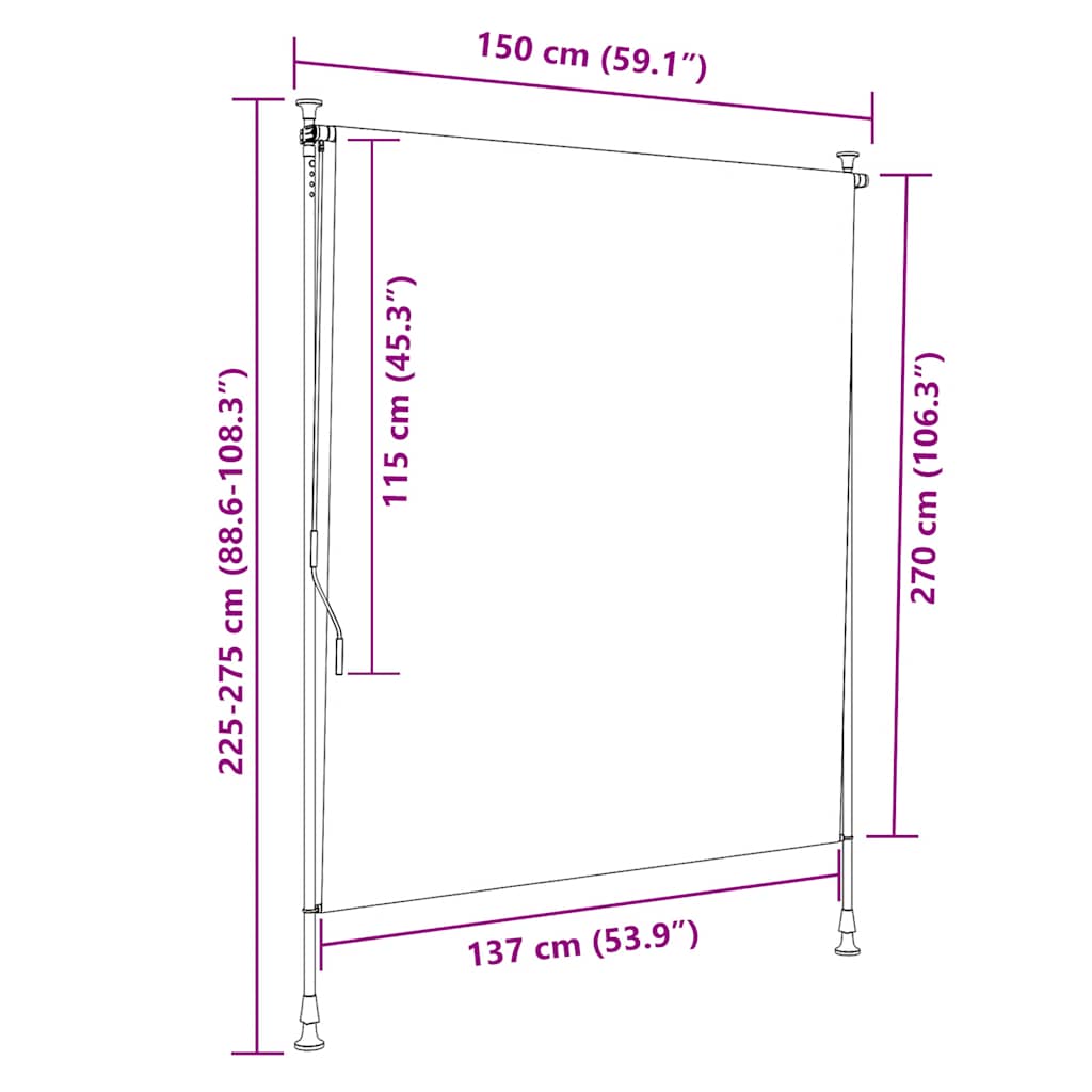 vidaXL Rolgordijn voor buiten 150x270 cm crème - Image 7