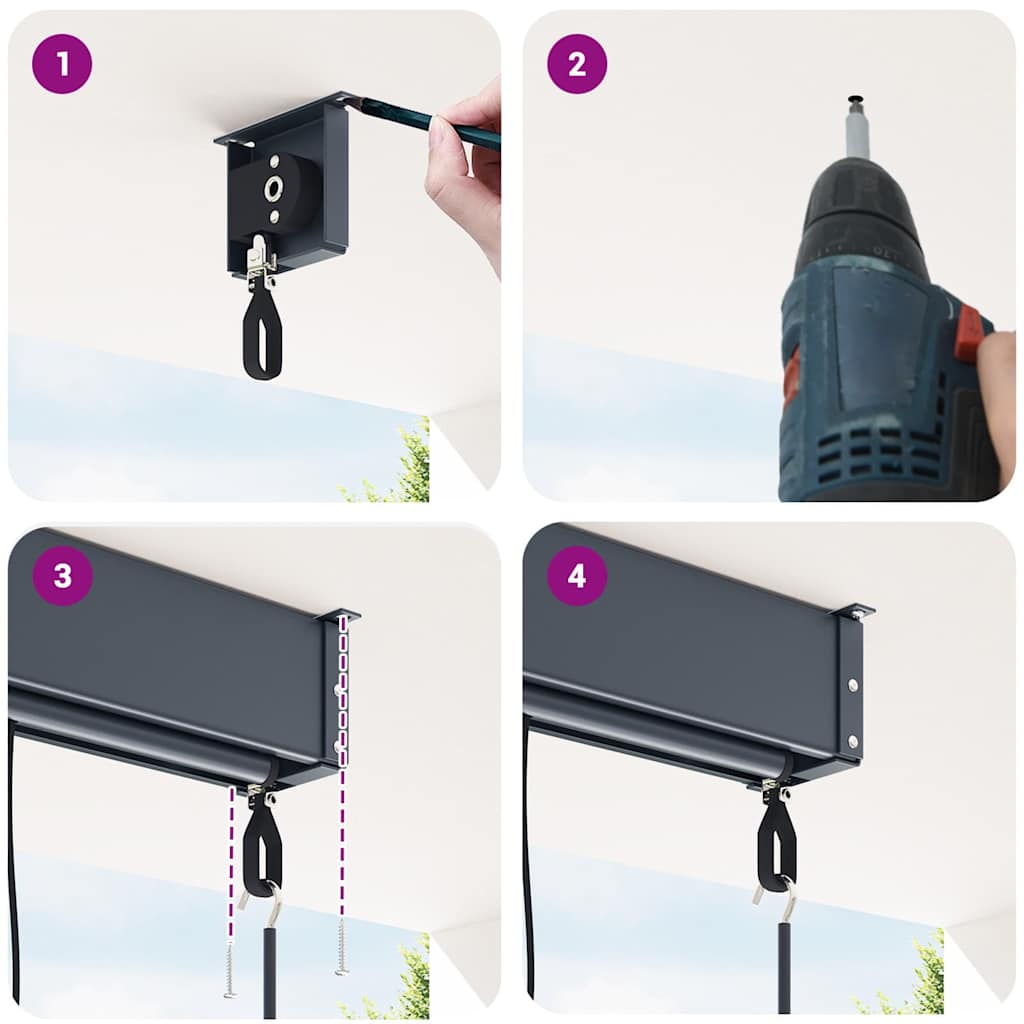 vidaXL Rolgordijn voor buiten 60x250 cm geel en blauw - Image 6