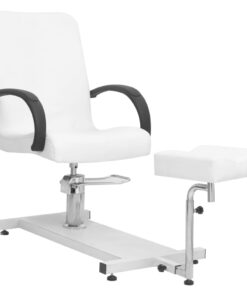 vidaXL Salonstoel met voetenbankje 127x60x98 cm kunstleer wit