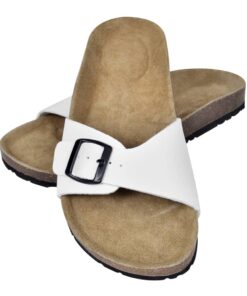 vidaXL Sandalen met bandje en gesp dames maat 36 biokurk wit
