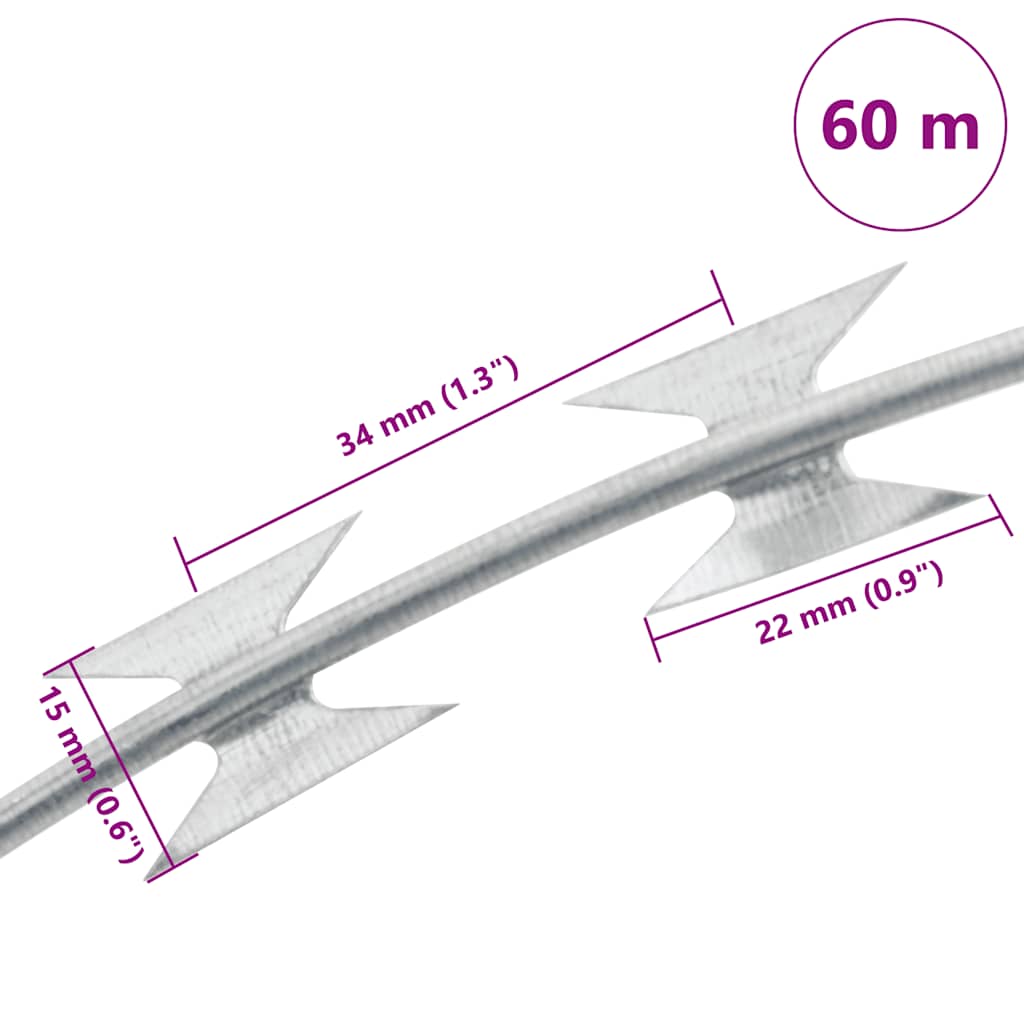 vidaXL Scheermesprikkeldraad concertina gegalvaniseerd staal 60 m - Image 5