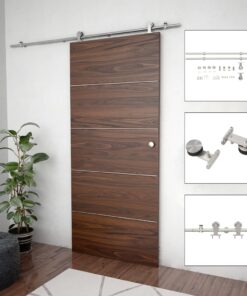 vidaXL Schuifdeur onderdelenset 183 cm roestvrij staal zilverkleurig