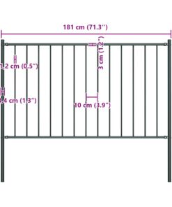 vidaXL Schuttingpaneel met palen gepoedercoat staal 1