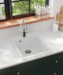 vidaXL Spoelbak opbouw enkele bak graniet wit