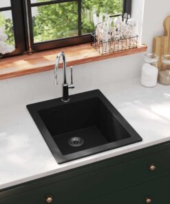 vidaXL Spoelbak opbouw enkele bak graniet zwart
