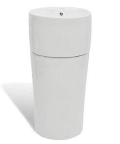 vidaXL Staande wastafel met overloop en kraangat wit rond keramiek