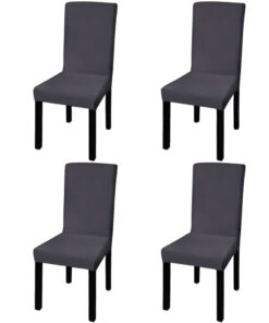 vidaXL Stoelhoezen 4 st stretch recht antracietkleurig
