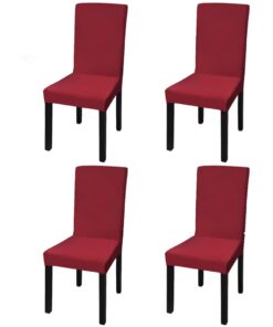 vidaXL Stoelhoezen 4 st stretch recht bordeaux