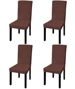 vidaXL Stoelhoezen 4 st stretch recht bruin