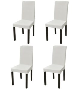 vidaXL Stoelhoezen 4 st stretch recht crèmekleurig