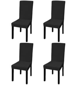 vidaXL Stoelhoezen 4 st stretch recht zwart