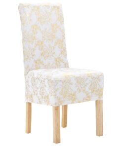 vidaXL Stoelhoezen 6 st recht stretch wit met gouden opdruk