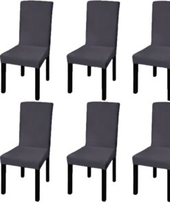 vidaXL Stoelhoezen 6 st stretch recht antracietkleurig