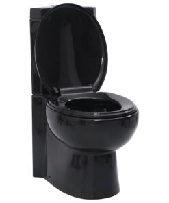 vidaXL Toilet hoekmodel keramisch zwart