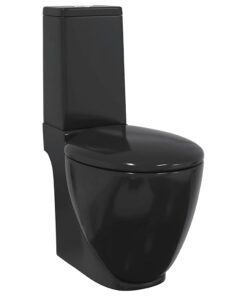 vidaXL Toilet met afvoer achter keramiek zwart
