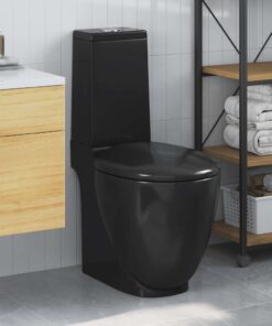 vidaXL Toilet met afvoer achter keramiek zwart