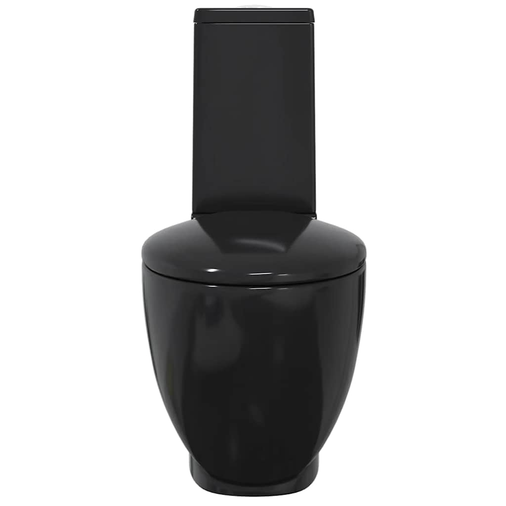vidaXL Toilet rond afvoer onder keramiek zwart - Image 4