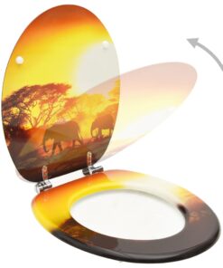 vidaXL Toiletbril met deksel savanne MDF