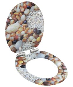 vidaXL Toiletbril met soft-close deksel kiezelstenen MDF