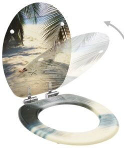 vidaXL Toiletbril met soft-close deksel strand MDF