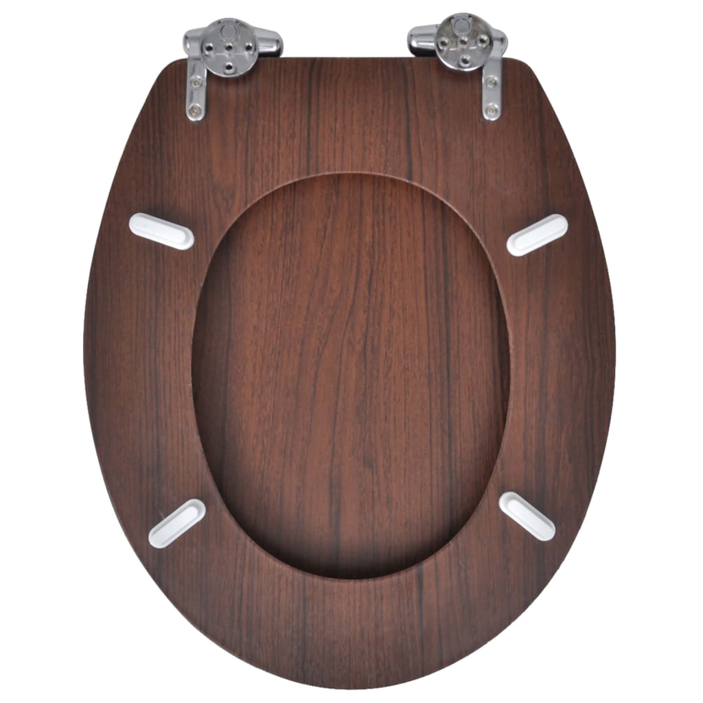 vidaXL Toiletbril soft-close simpel ontwerp MDF bruin - Afbeelding 5
