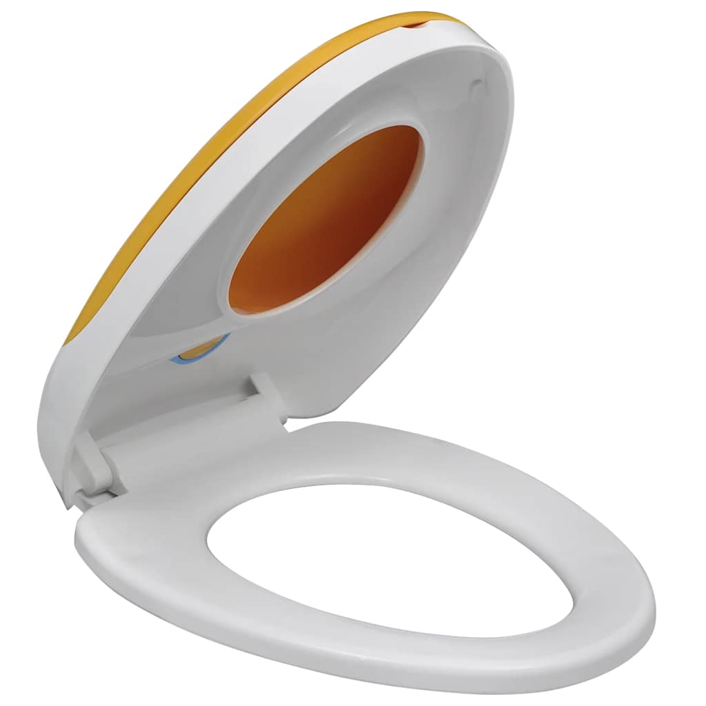 vidaXL Toiletbril voor volwassenen/kinderen soft-close wit en geel - Afbeelding 5