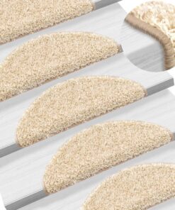 vidaXL Trapmatten 15 st 56x17x3 cm Crème Halfrond