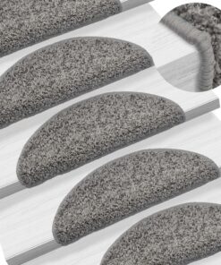 vidaXL Trapmatten 15 st 56x17x3 cm Grijs Halfrond