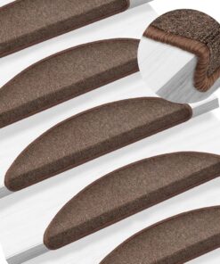 vidaXL Trapmatten 15 st 56x17x3 cm Koffiebruin Halfrond