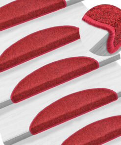vidaXL Trapmatten 15 st 56x17x3 cm Röd Halfrond