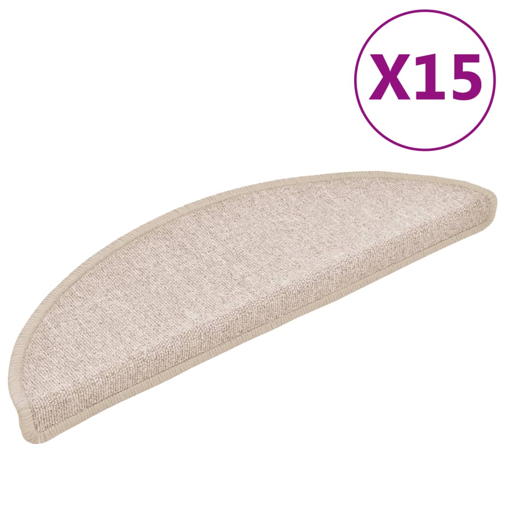 vidaXL Trapmatten 15 st 56x17x3 cm Taupe Halfrond