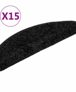 vidaXL Trapmatten 15 st 56x17x3 cm Zwart Halfrond