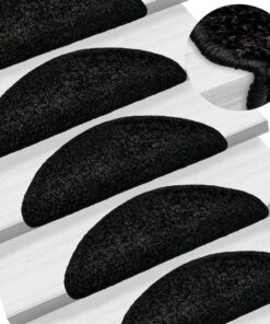 vidaXL Trapmatten 15 st 56x17x3 cm Zwart Halfrond