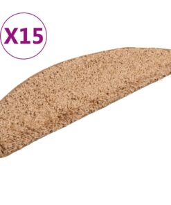 vidaXL Trapmatten 15 st 56x17x3 cm beige halfrond