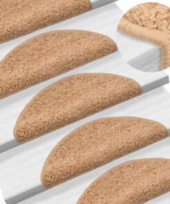 vidaXL Trapmatten 15 st 56x17x3 cm beige halfrond
