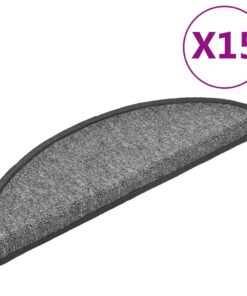 vidaXL Trapmatten 15 st 56x17x3 cm donkergrijs halfrond