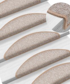 vidaXL Trapmatten 15 st 56x17x3 cm lichtbruin halfrond