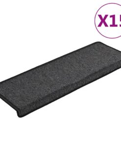 vidaXL Trapmatten 15 st 65x21x4 cm Antraciet Rechthoekige Rand