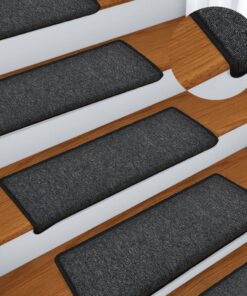 vidaXL Trapmatten 15 st 65x21x4 cm Antraciet Rechthoekige Rand