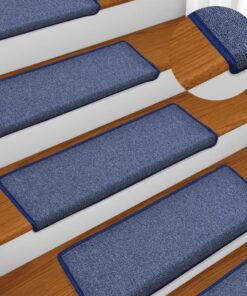 vidaXL Trapmatten 15 st 65x21x4 cm Blauw Rechthoekige Rand