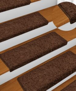 vidaXL Trapmatten 15 st 65x21x4 cm Bruin Rechthoekige Rand