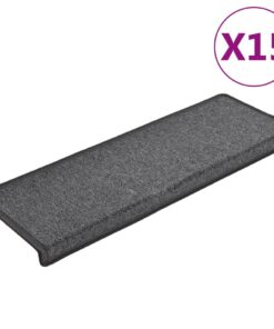 vidaXL Trapmatten 15 st 65x21x4 cm Donkergrijs Rechthoekige Rand