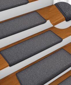 vidaXL Trapmatten 15 st 65x21x4 cm Donkergrijs Rechthoekige Rand
