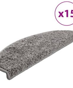 vidaXL Trapmatten 15 st 65x21x4 cm Grijs Halfrond Groot