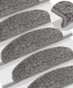 vidaXL Trapmatten 15 st 65x21x4 cm Grijs Halfrond Groot