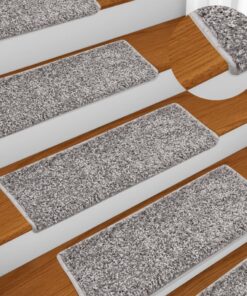 vidaXL Trapmatten 15 st 65x21x4 cm Grijs Rechthoekige Rand
